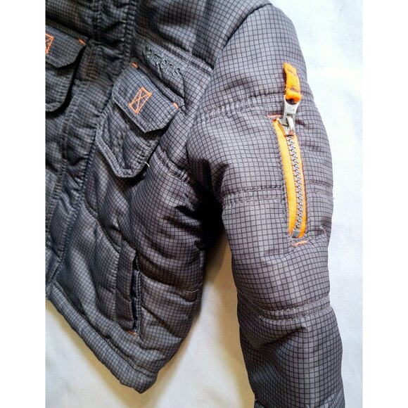 Carters Toddler Boys Gray Hooded Puffer Jacket With Orange Zipper Details 2T - Picture 2 of 8